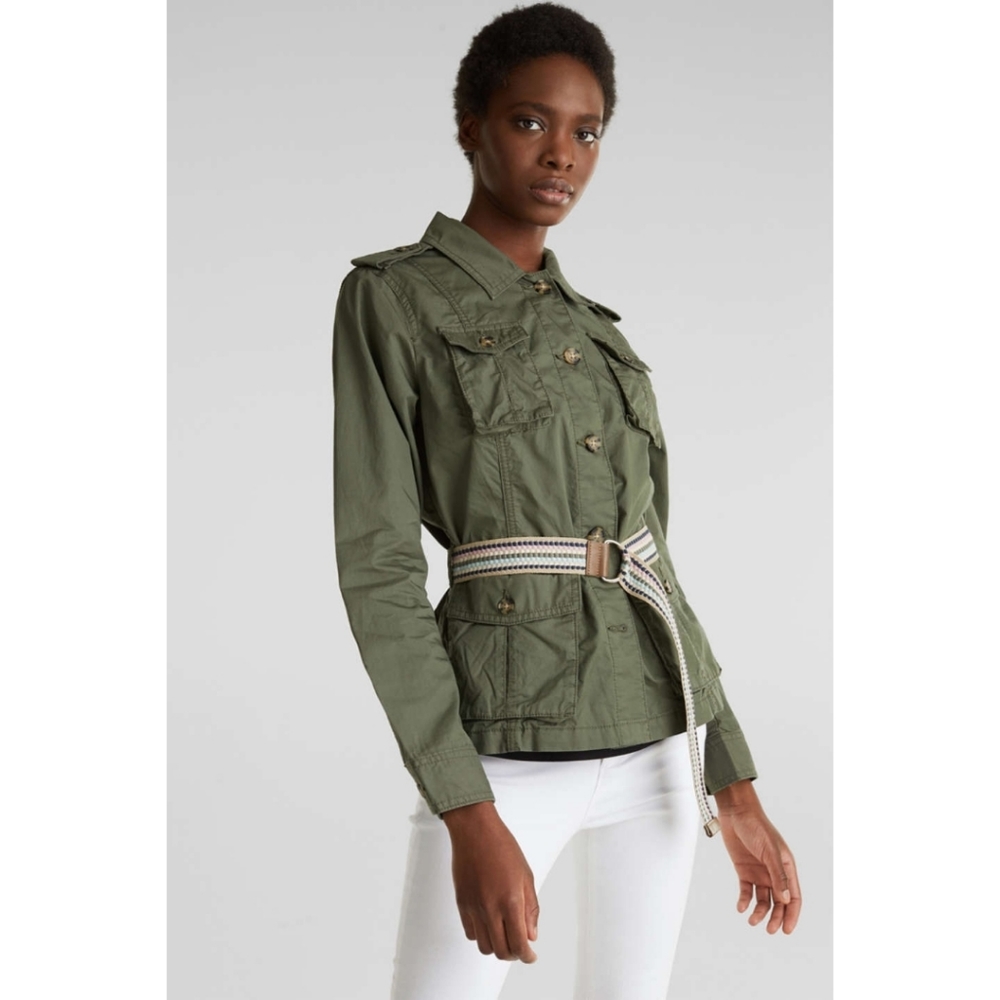 Esprit Button-Down Patch Elbow Crop Utility Jacket - image 1